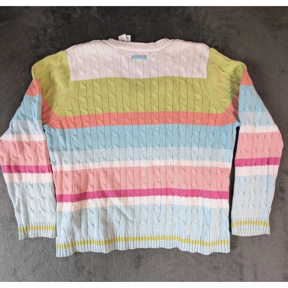 ✨ PRSTINE VTG Claiborne LG Preppy Tennis Golf Sweater V Neck Cable Knit Pullover - Picture 2 of 11